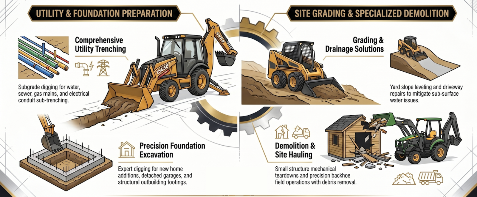 RW & Son Construction Site Demolition Trenching Foundations and Excavation Overview Blueprint