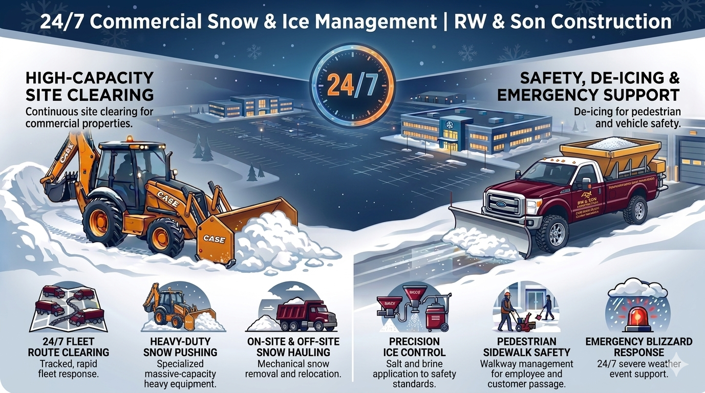 RW & Son Construction Commercial Snow Removal and Ice Mitigation Management Layout